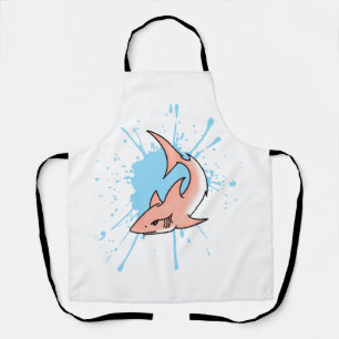 pink shark week cartoon tattoo art ocean animal  apron