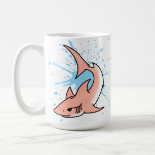 pink shark week cartoon tattoo art ocean animal coffee mug