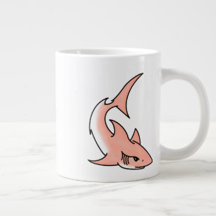 pink shark week cartoon tattoo art ocean animal  large coffee mug