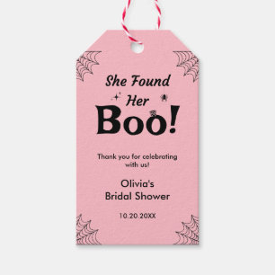 Pink She Found Her Boo Halloween Bridal Shower Gift Tags