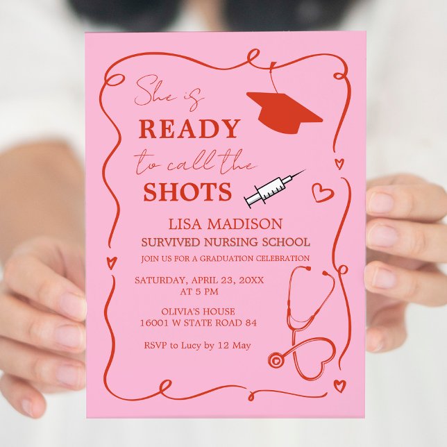 Pink She is Ready To Call The Shots Graduation Invitation (Creator Uploaded)