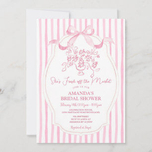 Pink She’s Fresh Off the Market Bridal Shower Invitation