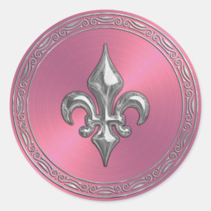 Pink Sheen and Silver Fleur de Lis Envelope Seal