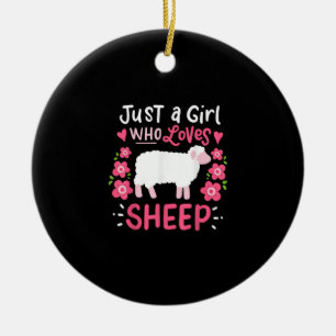 Pink Sheep   Just A Girl Who Loves Sheep Gift Ceramic Tree Decoration