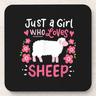 Pink Sheep Just A Girl Who Loves Sheep Gift Coaster