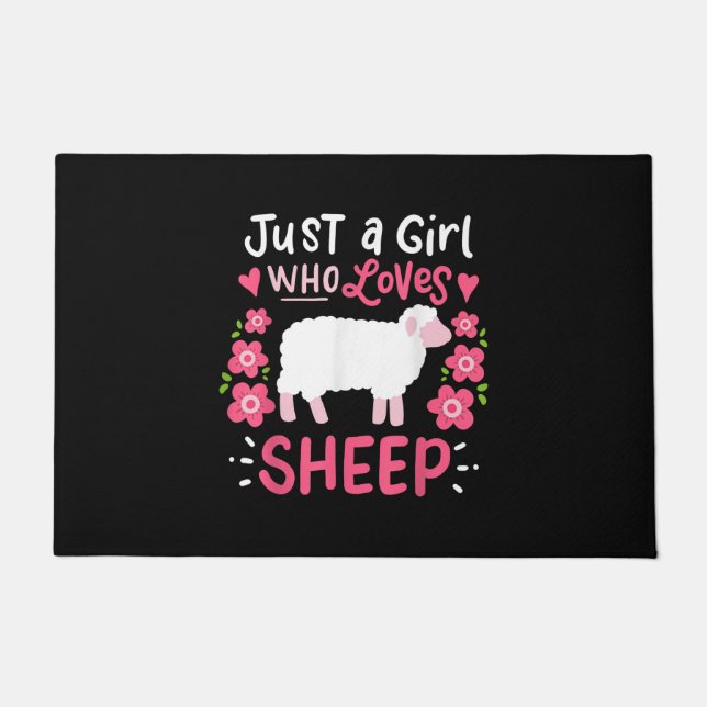 Pink Sheep | Just A Girl Who Loves Sheep Gift Doormat (Front)