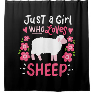 Pink Sheep | Just A Girl Who Loves Sheep Gift Shower Curtain