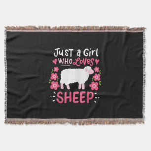 Pink Sheep Just A Girl Who Loves Sheep Gift Throw Blanket