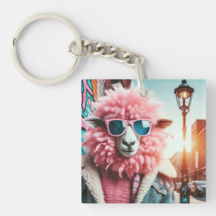 Pink sheep key ring