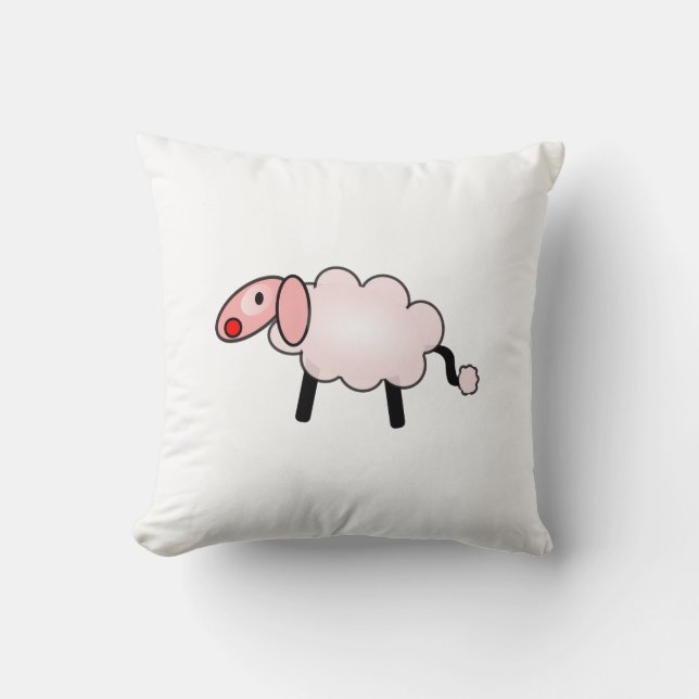 Pink Sheep Throw Pillow (Front)