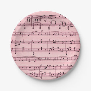 Pink Sheet Music Paper Plate