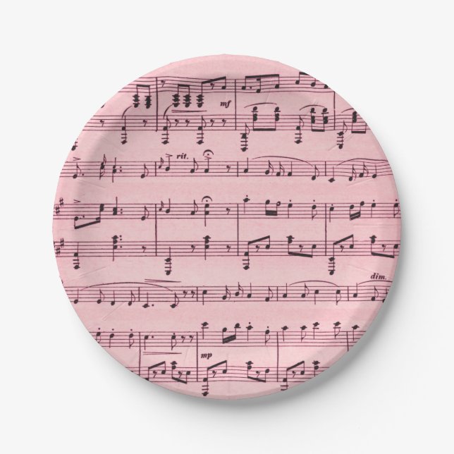Pink Sheet Music Paper Plate (Front)