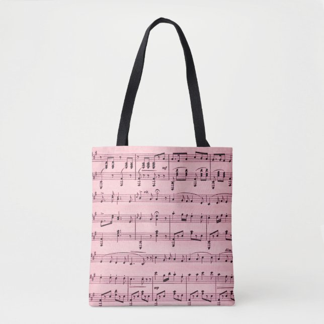 Pink  Sheet Music Tote Bag (Front)