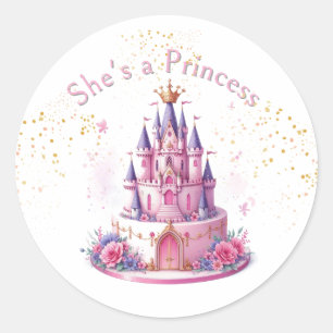 Pink She's A Princess Castle  Classic Round Sticker