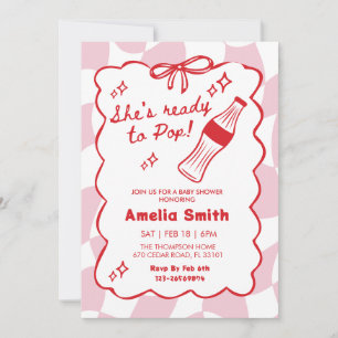 Pink She's Ready to Pop Soda Baby shower Invitation