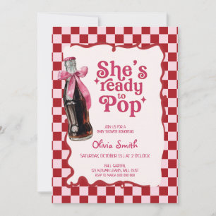 Pink She's Ready to Pop Soda Baby Shower Invitation
