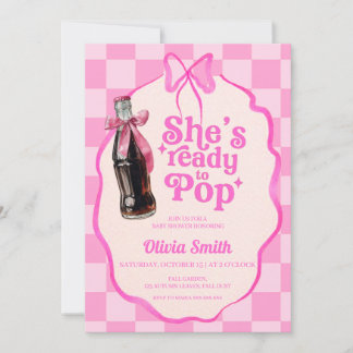 Pink She's Ready to Pop Soda Baby Shower Invitation