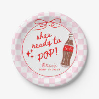 Pink She's Ready to Pop Soda Baby Shower Paper Pla
