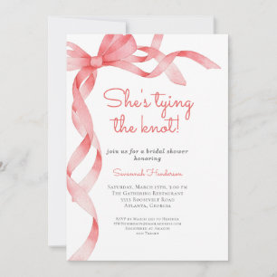 Pink She's Tying the Knot Bridal Shower Invitation