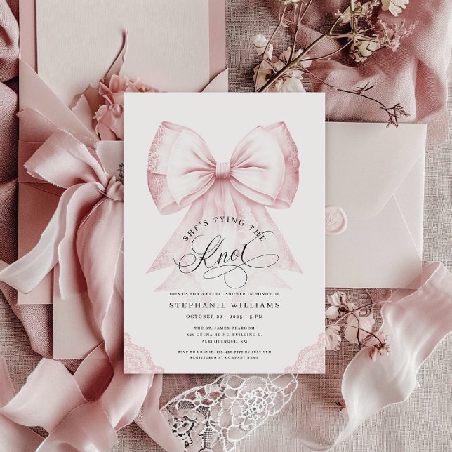 Pink She's Tying the Knot Bridal Shower Invitation (Creator Uploaded)