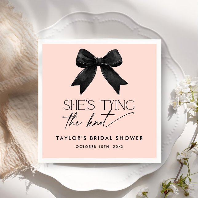Pink She's Tying The Knot Bridal Shower Napkin (Creator Uploaded)