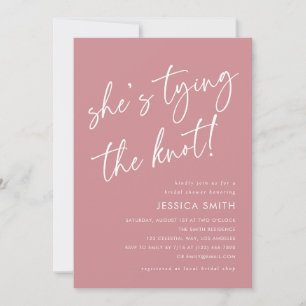 Pink She's Tying the Knot Bridal Shower Photo Invitation