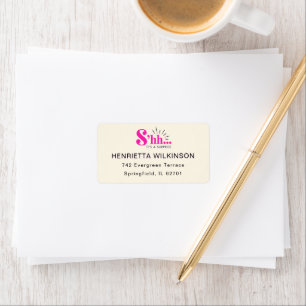 Pink Shh It's a Surprise Birthday Return Address Label