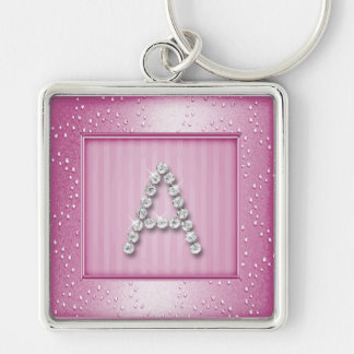 Pink Shimmer and Sparkle with Monogram Key Ring