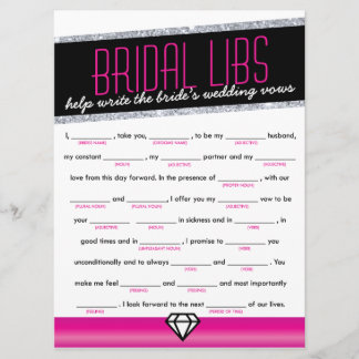 Pink Shimmer Bridal Libs Bachelorette Party Game Invitation