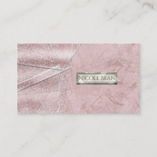Pink Shimmer Crystal Glass Glam Designer Style Business Card
