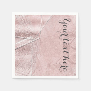 Pink Shimmer Crystal Glass Glam Designer Style Napkin