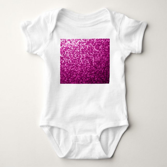 Pink shimmer, silver, black sequins baby bodysuit (Front)