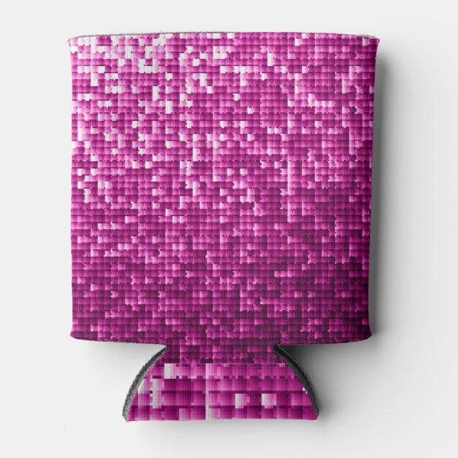 Pink shimmer, silver, black sequins can cooler (Front)
