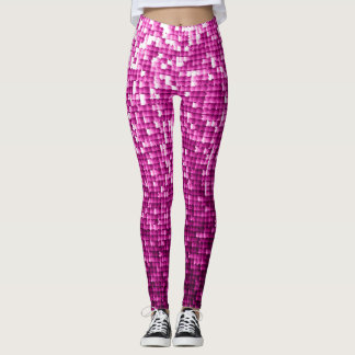 Pink shimmer, silver, black sequins leggings