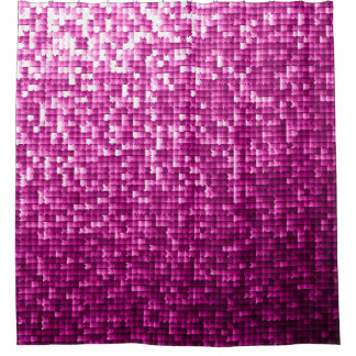 Pink shimmer, silver, black sequins shower curtain
