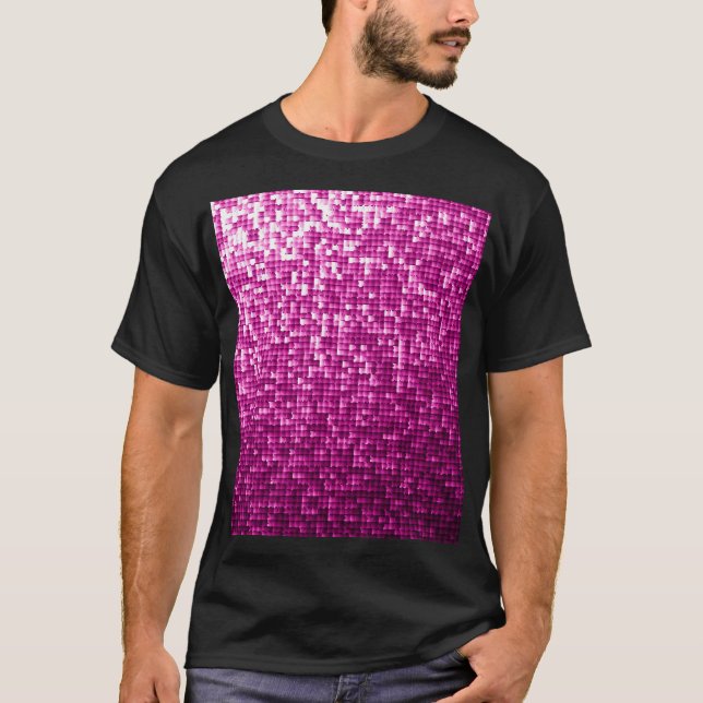 Pink shimmer, silver, black sequins T-Shirt (Front)