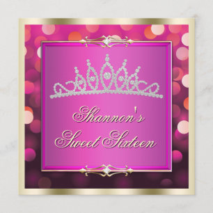 Pink Shimmering Lights Bokeh Sweet Sixteen Invite