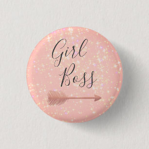 "Pink Shimmery Girl Boss 3 Cm Round Badge