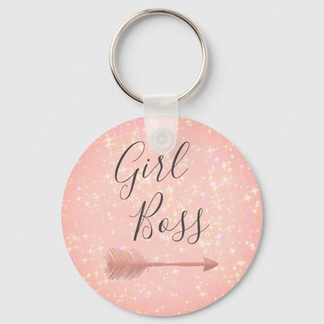 "Pink Shimmery Girl Boss  Key Ring (Front)