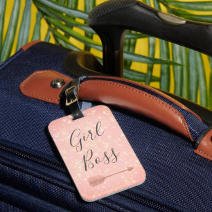 Pink Shimmery Girl Boss   Luggage Tag