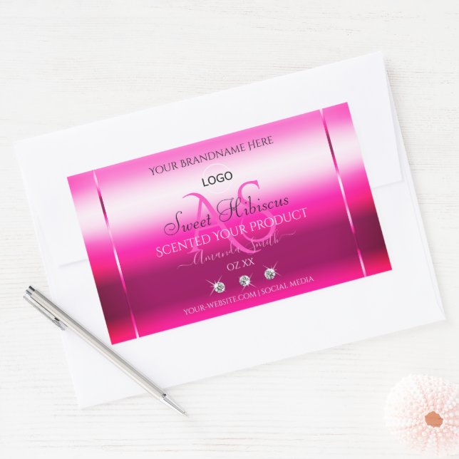 Pink Shimmery Product Label Diamonds Initials Logo (Envelope)