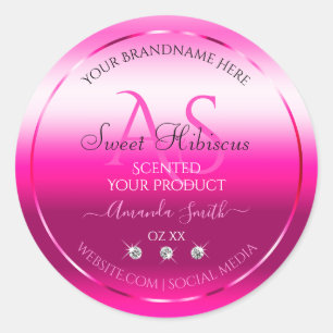 Pink Shimmery Product Labels Diamonds and Initials
