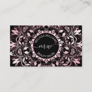Pink Shiny Black  Mandala Logo Business Card
