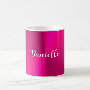 Pink shiny faux metal custom name coffee mug