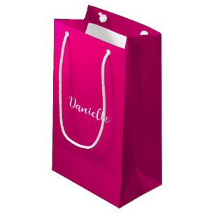Pink shiny faux metal custom name small gift bag