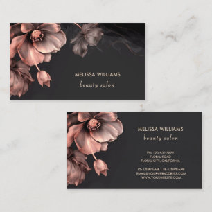 Pink Shiny Flowers Black  Business Card