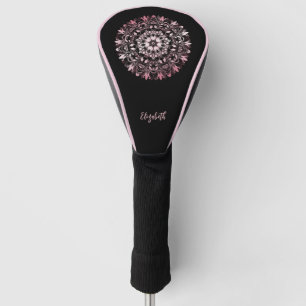 Pink Shiny Mandala Black  Golf Head Cover