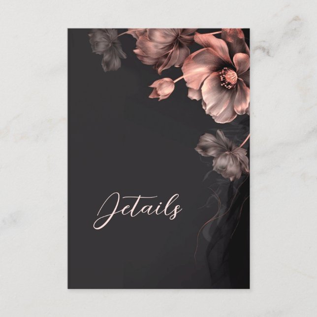 Pink Shiny Metallic Black Floral Details Enclosure Card (Front)