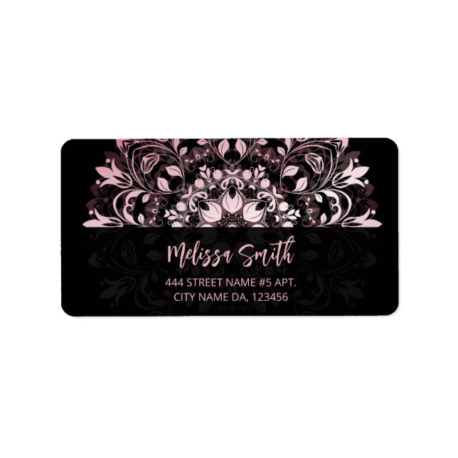 Pink Shiny Metallic Black Mandala Label (Front)