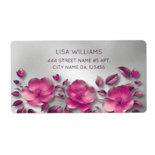 Pink Shiny Metallic Flower Silver